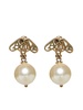 Alexander McQueen Logo Plaque Pearl Drop Earrings