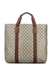 GG Supreme Leather-Trimmed Monogrammed Coated-Canvas Tote Bag