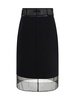 triangle-logo layered wool skirt