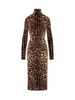 Dolce & Gabbana Leopard-Printed High-Neck Mid-Length Dress