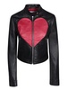 Moschino Heart-Printed Zipped Leather Jacket