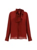 Balmain Puff Sleeved Bow Detailed Blouse