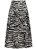 Max Mara Studio Zebra Printed Midi Skirt