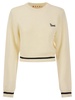 Marni Logo Embroidered Crewneck Cropped Jumper