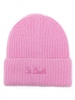 Pink wool Moss beanie with logo embroidery