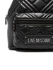 Black quilted faux leather backpack with logo