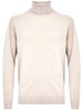 High-neck sweater in grey merino wool and cashmere