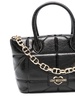 Shiny finish handbag with chain and logo