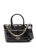 Shiny finish handbag with chain and logo