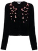 floral-appliqué knitted cardigan