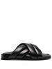 Lizzie leather cross-strap slides