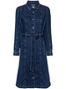 puff-sleeve denim dress