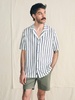 Short-Sleeve Cabana Towel Terry Shirt - Ivory Storm Stripe