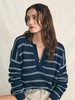 Miramar Linen Polo - Navy Mystic Stripe