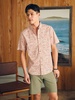 Short-Sleeve Stretch Playa Shirt - Coral Tile Print