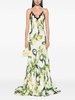 Lemon-print silk maxi dress