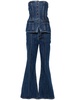 denim flared trousers set