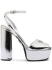 Silver Tone Plateau Platform Sandals