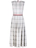 pleated check-pattern dress