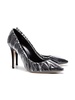 C/O Jimmy Choo Black Anne 100 PVC Wrapped Satin Pumps