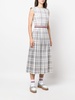 pleated check-pattern dress