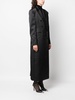 satin-finish double-breasted maxi coat