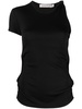 twist-detail asymmetric ribbed T-shirt