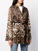 leopard-print belted pajama shirt