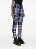 tartan buckled straight-leg trousers