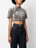 abstract-print velvet crop top 