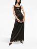 lace-trimmed satin gown