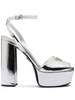 Silver Tone Plateau Platform Sandals