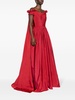 cape-effect taffeta gown