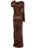 asymmetric draped gown