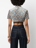 abstract-print velvet crop top 