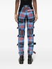 tartan buckled straight-leg trousers