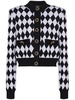 diamond-intarsia wool cardigan