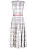 pleated check-pattern dress