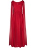 draped V-neck silk gown