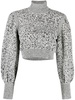 high neck puff-sleeve jumper