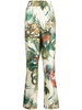 jungle print straight-legged silk trousers