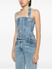 halterneck washed denim corset top