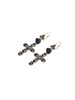 18kt yellow gold Devotion cross black sapphire and jade earrings