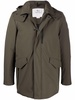 hooded mid-length coat