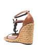 Cassandra 115 leather and raffia wedge sandals