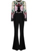 floral-embroidered flared jumpsuit