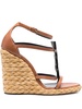 Cassandra 115 leather and raffia wedge sandals