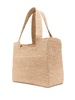 embroidered-logo raffia tote bag