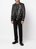 logo-plaque leather biker jacket