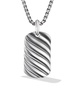 sterling silver Sculpted Cable tag pendant